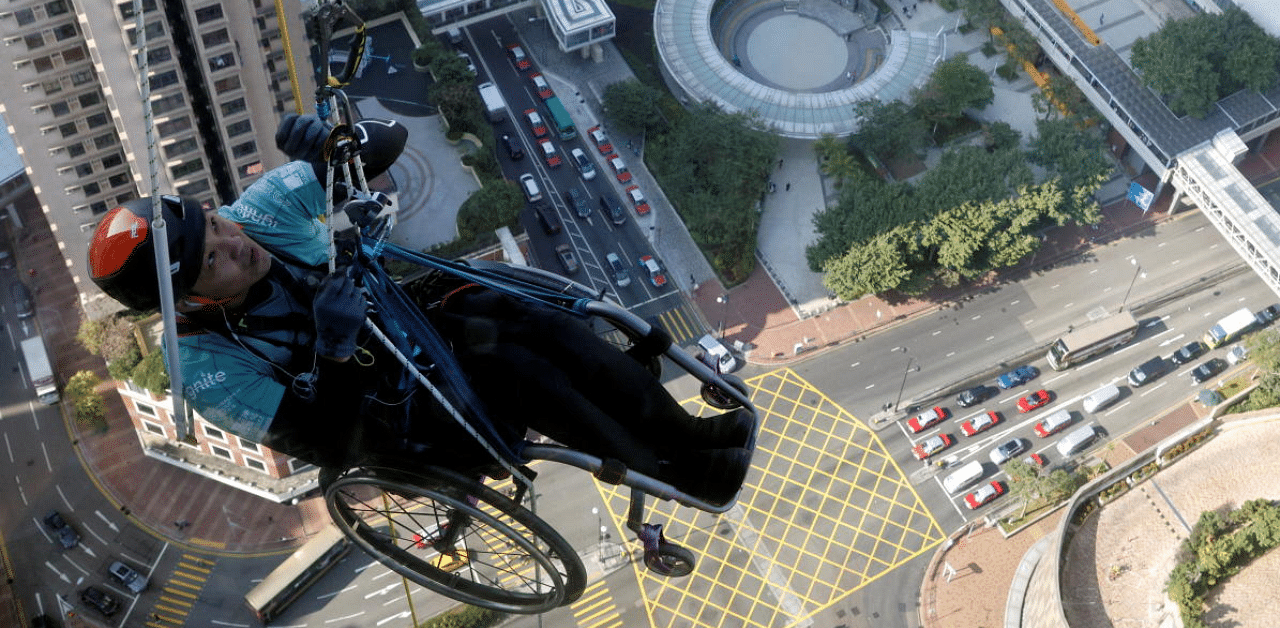 Lai Chi-wai, a paraplegic climber. Credit: Reuters Photo