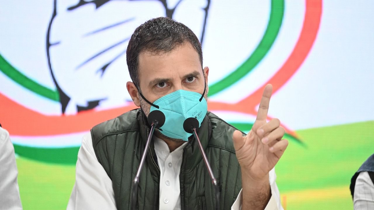 India's opposition Congress party leader Rahul Gandhi addresses a press conference in New Delhi on January 19, 2021. Credit: AFP Photo