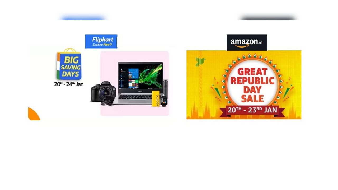 Amazon and Flipkart kick off their first promotional sale campaigns- Great Republic Day Sale and Big Saving Days--of the new year 2021 in India. Credit: DH Graphics 