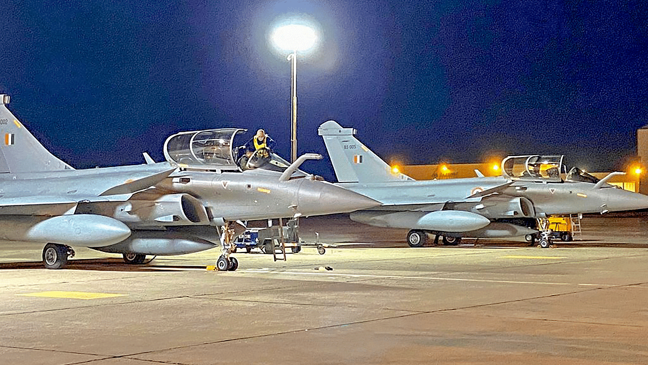 Three Rafale fighter jets. Credit: PTI Photo