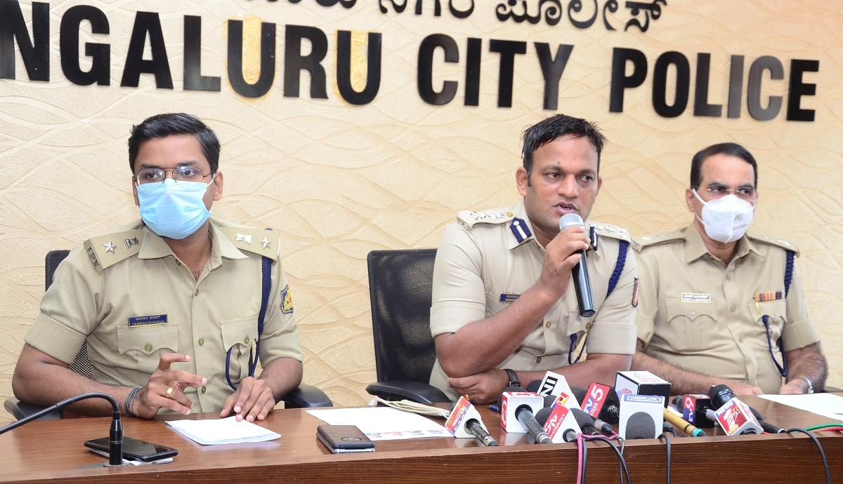 City Police Commissioner N Shashi Kumar speaks to media persons in Mangaluru on Monday. 