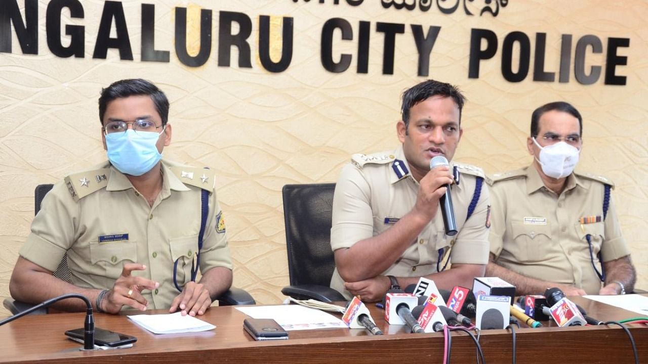 City Police Commissioner N Shashi Kumar speaks to mediapersons in Mangaluru on Monday. Credit: DH file photo.