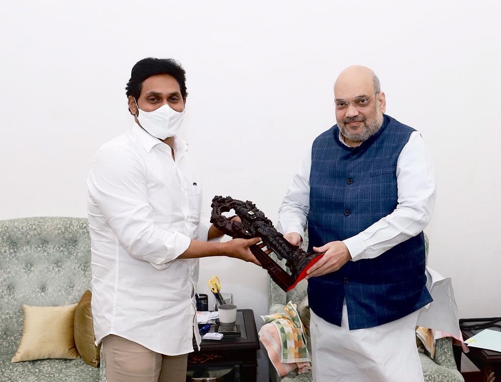 Andhra Pradesh Chief Minister Jaganmohan Reddy with Union Home Minister Amit Shah. Credit: Special Arrangement