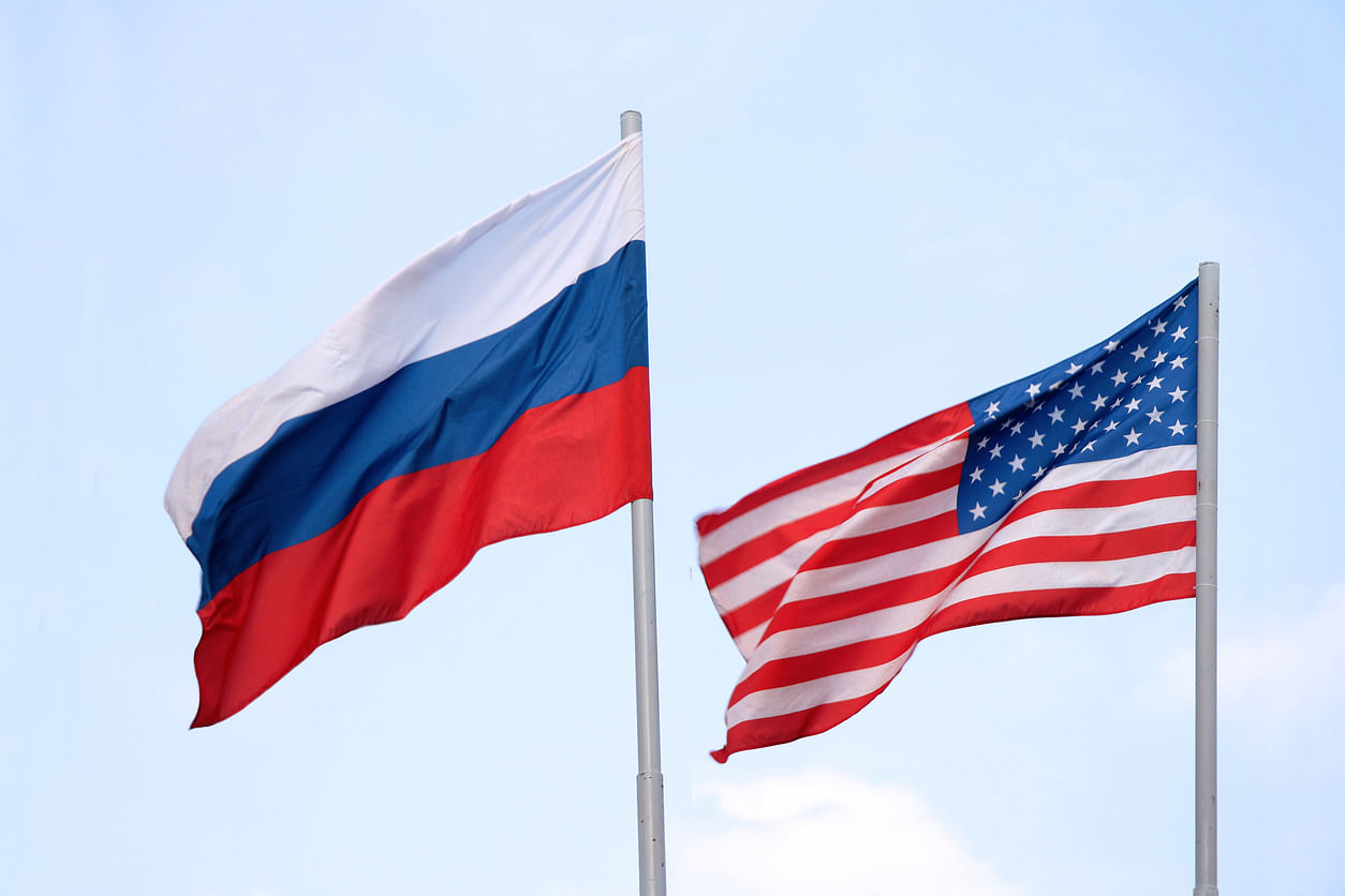 US and Russia flag. Representative image. Credit: iStock Photo