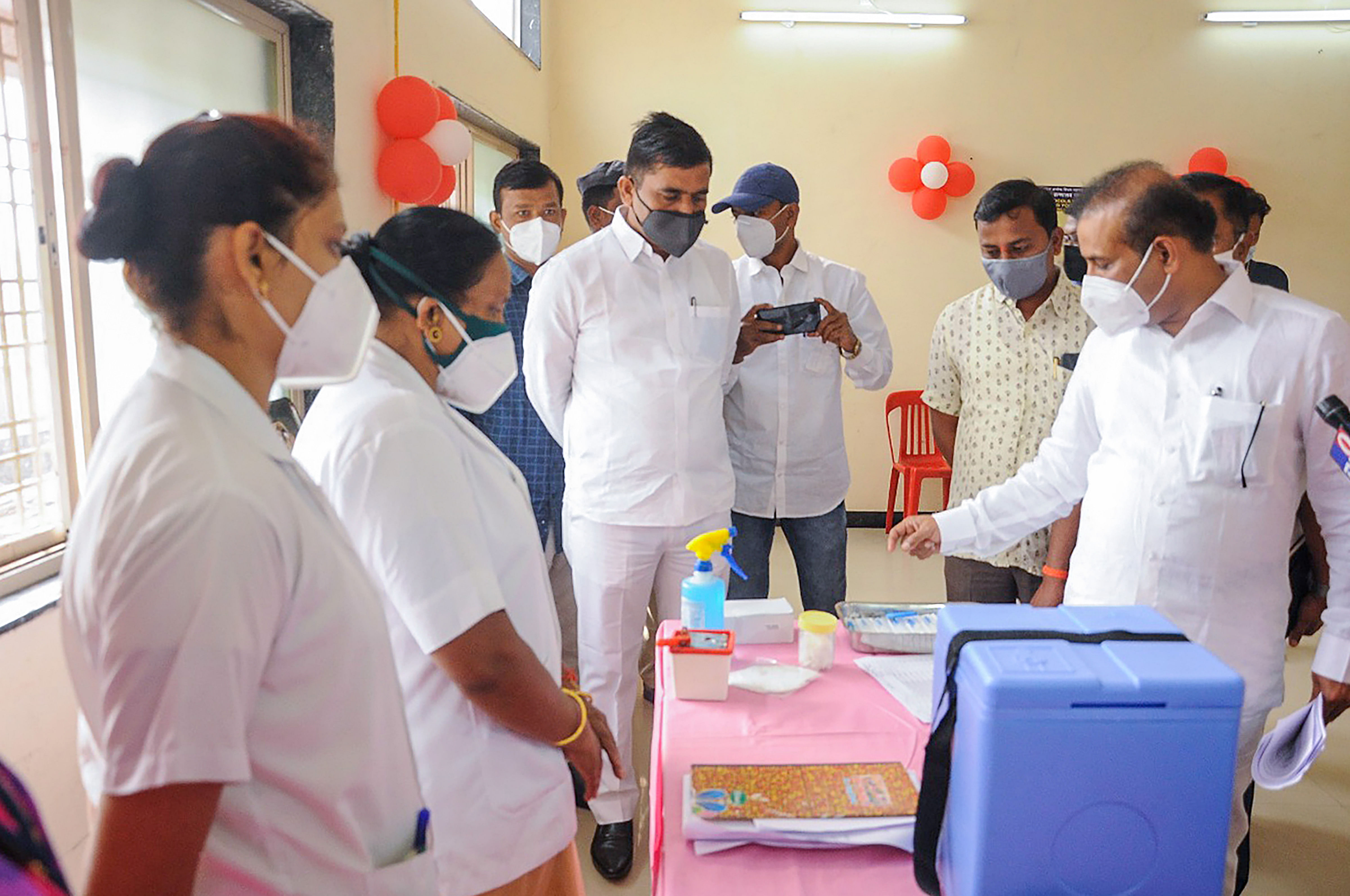 Maharashtra Health Minister Rajesh Tope attends the COVID-19 vaccine trial program (dry run), at a centre in Jalna, Saturday, Jan. 02, 2021. Credit: PTI Photo