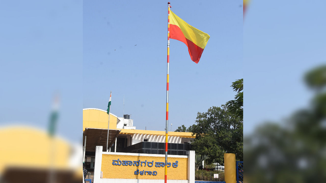 Kannada flag hoisted in front of BCC. Credit: DH File Photo