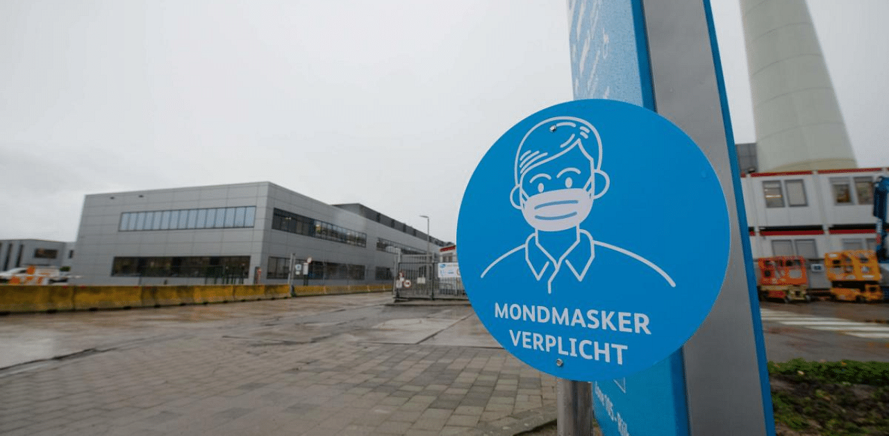 A picture shows a sign reading "Mandatory face mask" in northeast Belgium. Representative Image. Credit: AFP Photo