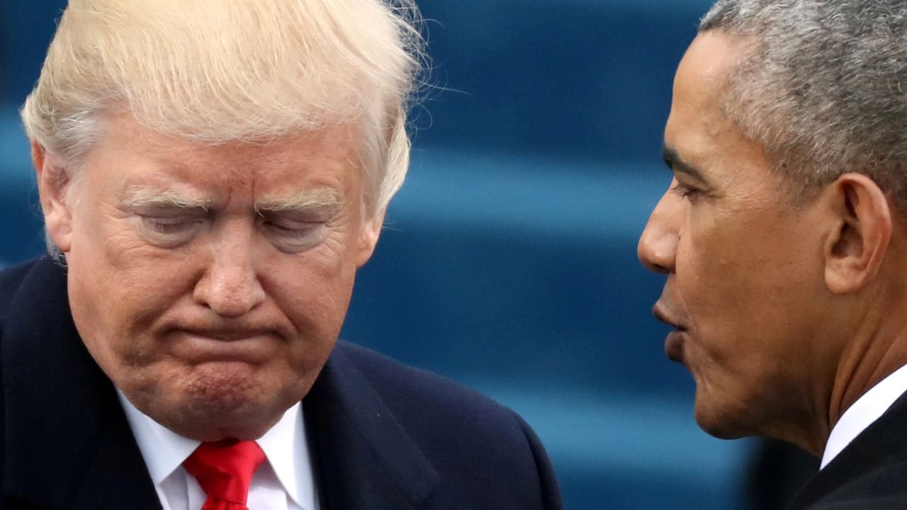 Former US Presidents Donald Trump (L) and Barack Obama (R). Credit: Reuters File Photo