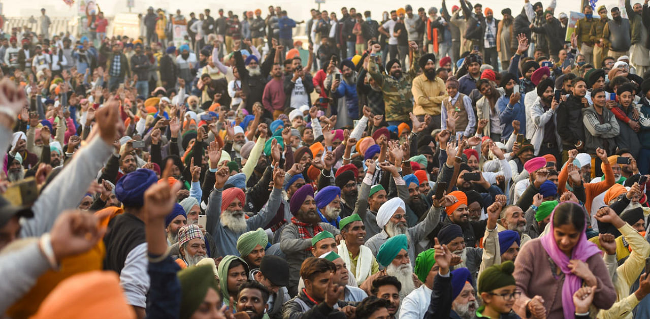 A view of the farmers' protests. Credit: PTI Photo
