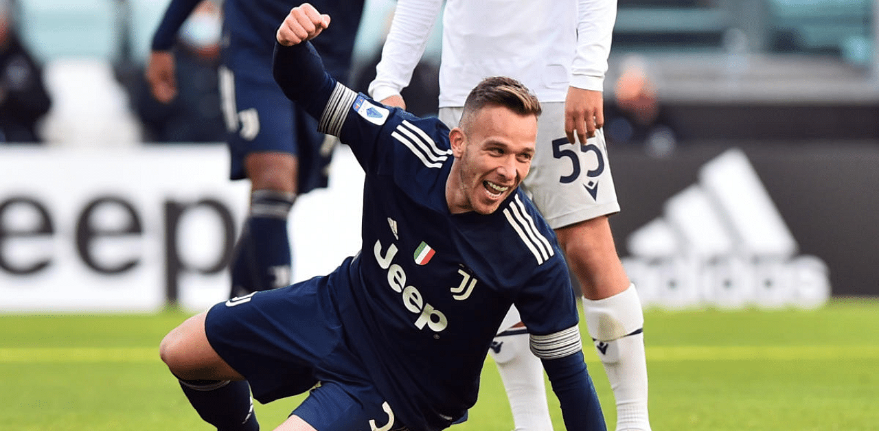 Juventus' Arthur celebrates scoring their first goal. Credit: Reuters Photo 