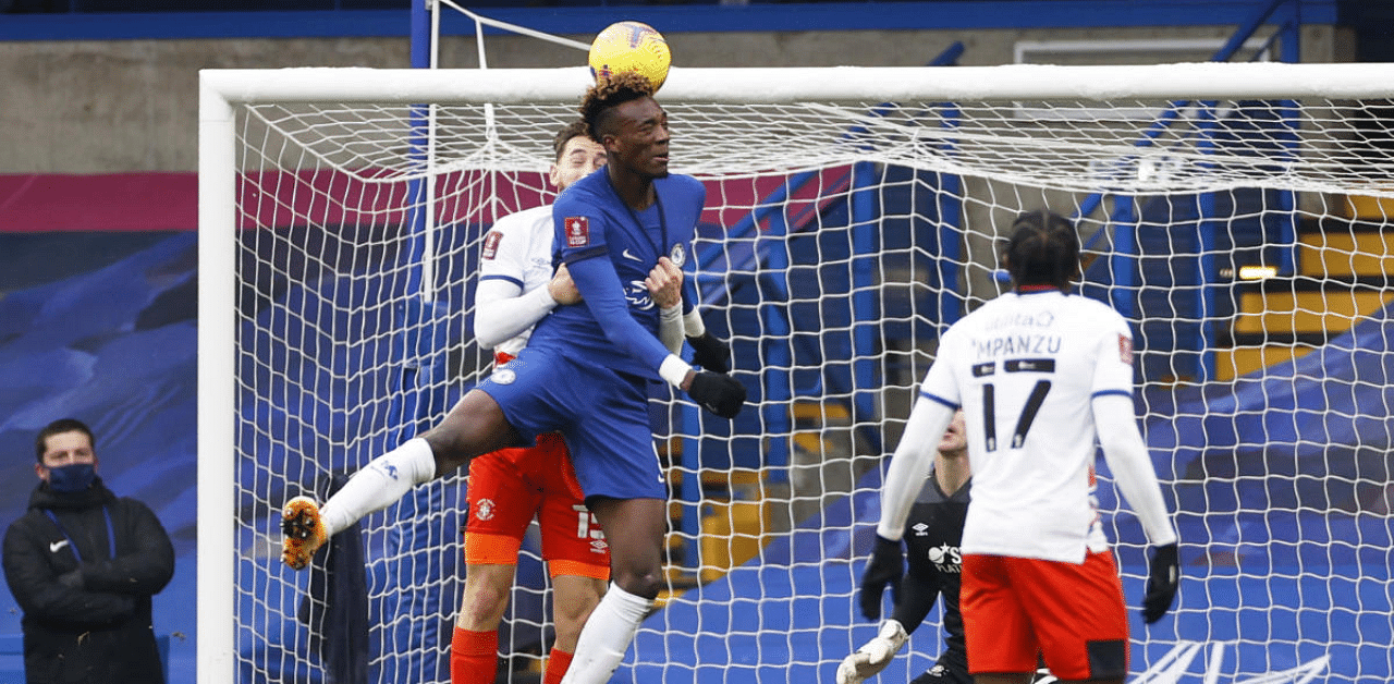 Chelsea's Tammy Abraham scores their second goal. Credit: Reuters Photo