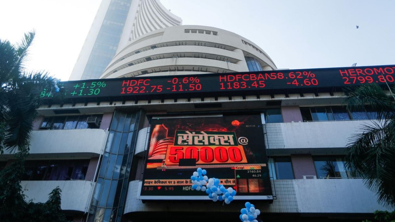 A general view of the Bombay Stock Exchange (BSE), after Sensex surpassed the 50,000 level for the first time, in Mumbai. Credit: Reuters.