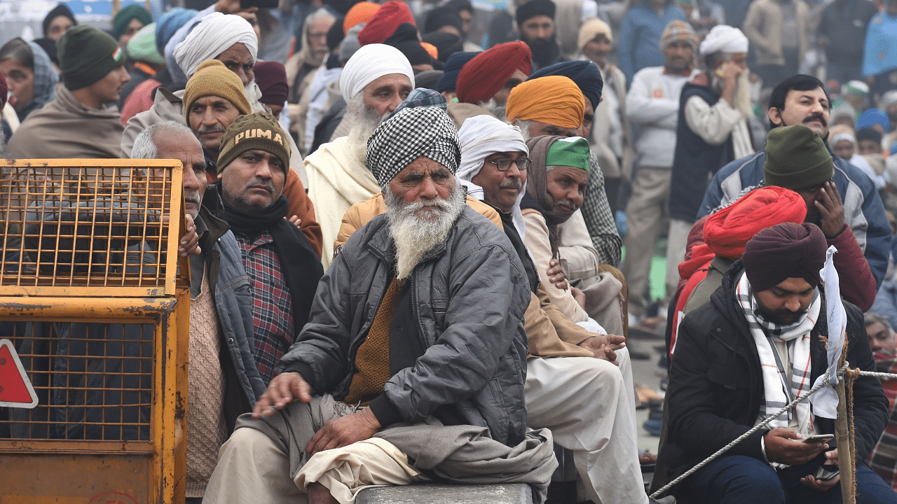 armers during their ongoing agitation against the Centre's farm reform laws, a Ghazipur border in New Delhi. Credit: PTI Photo