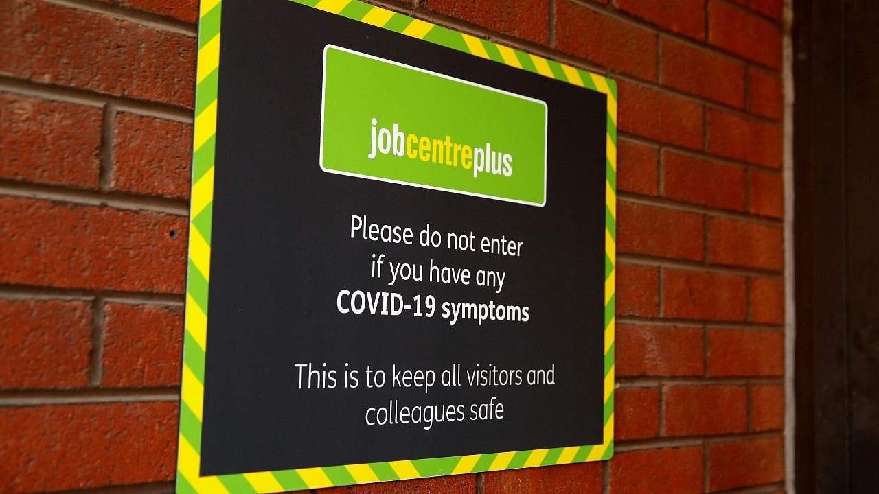 A signage of Jobcentre Plus is pictured, following the outbreak of the coronavirus disease in Britain. Credit: Reuters Photo