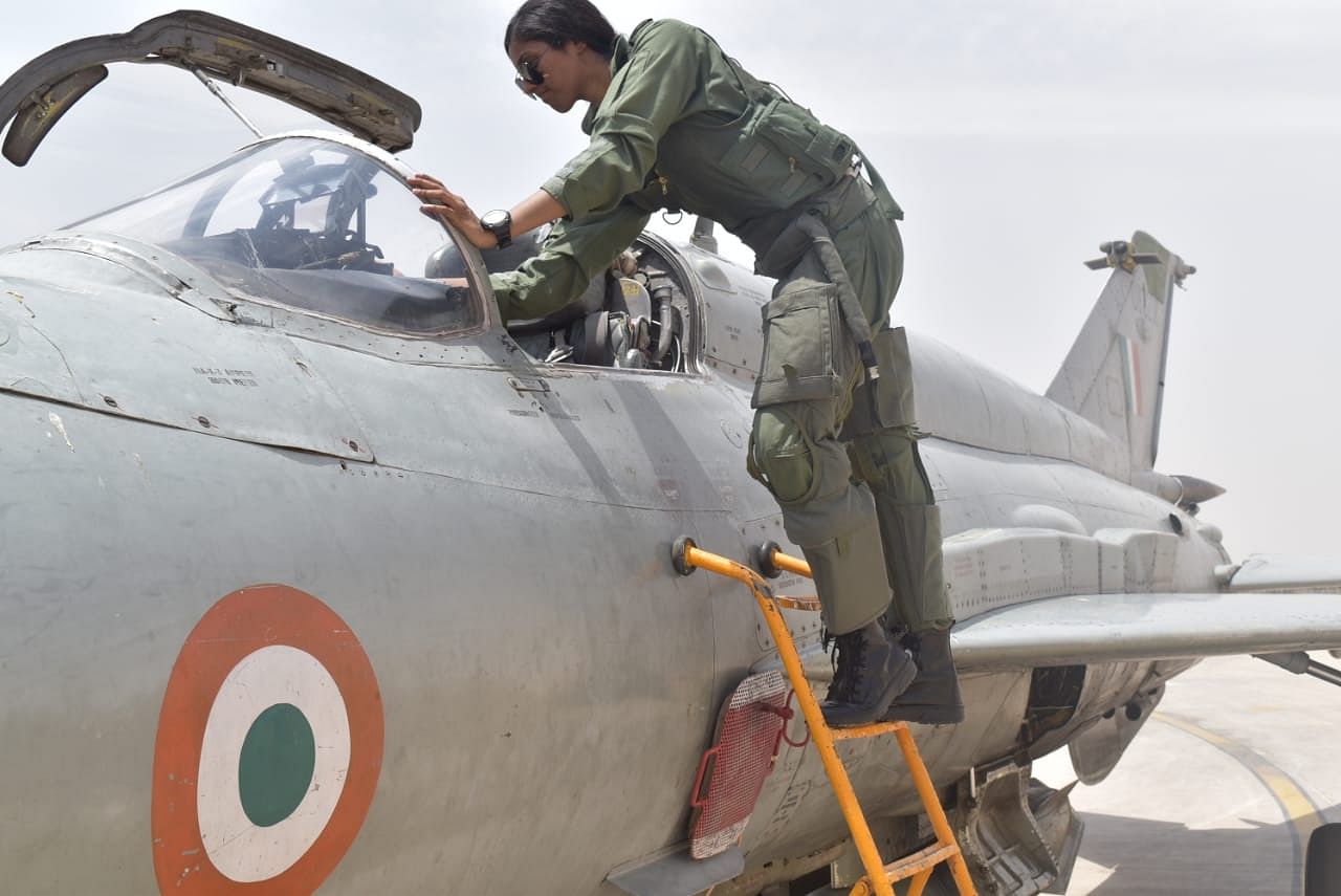 Flt Lt Bhawana with her MiG-21. Credit: DH Photo