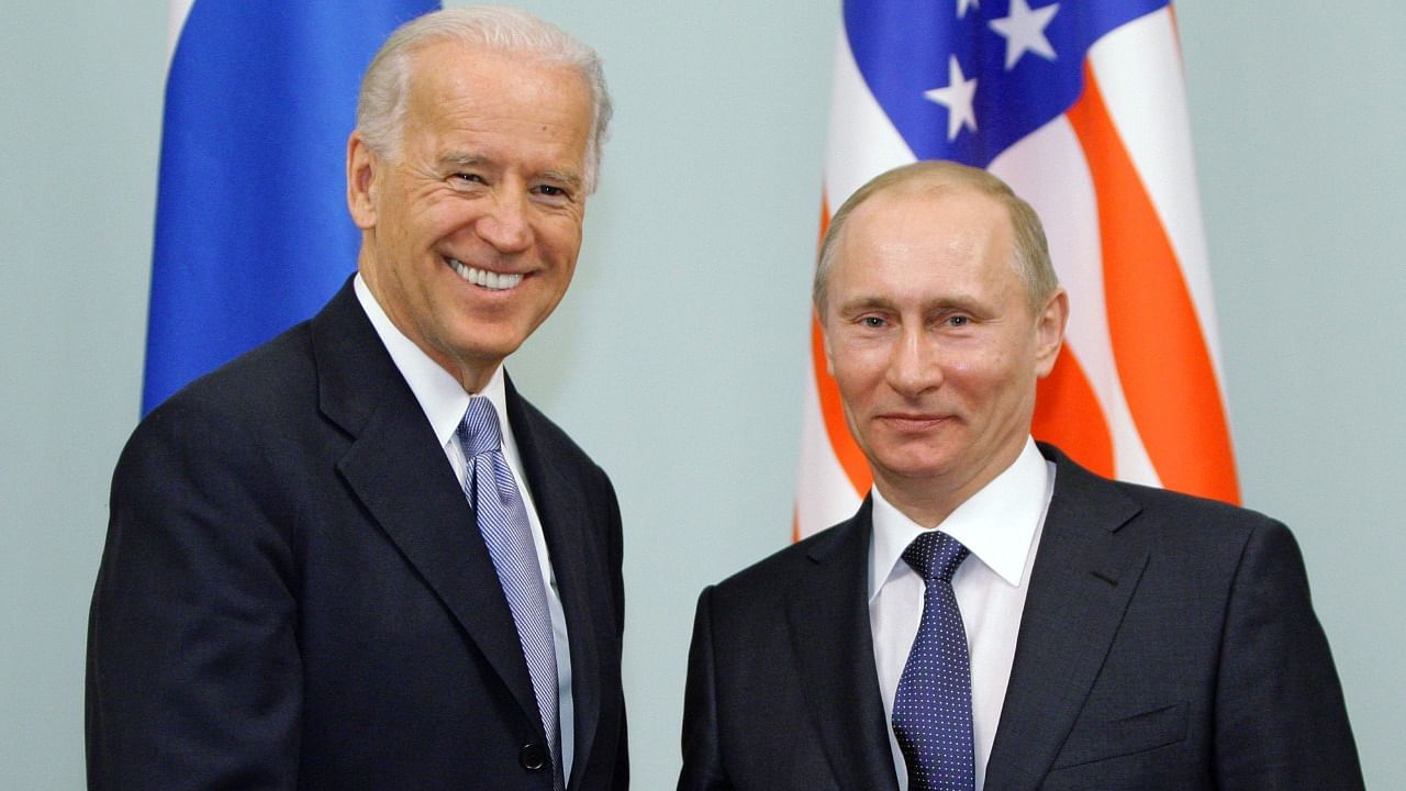 US President Joe Biden and  Vladimir Putin. Credit: AFP Photo