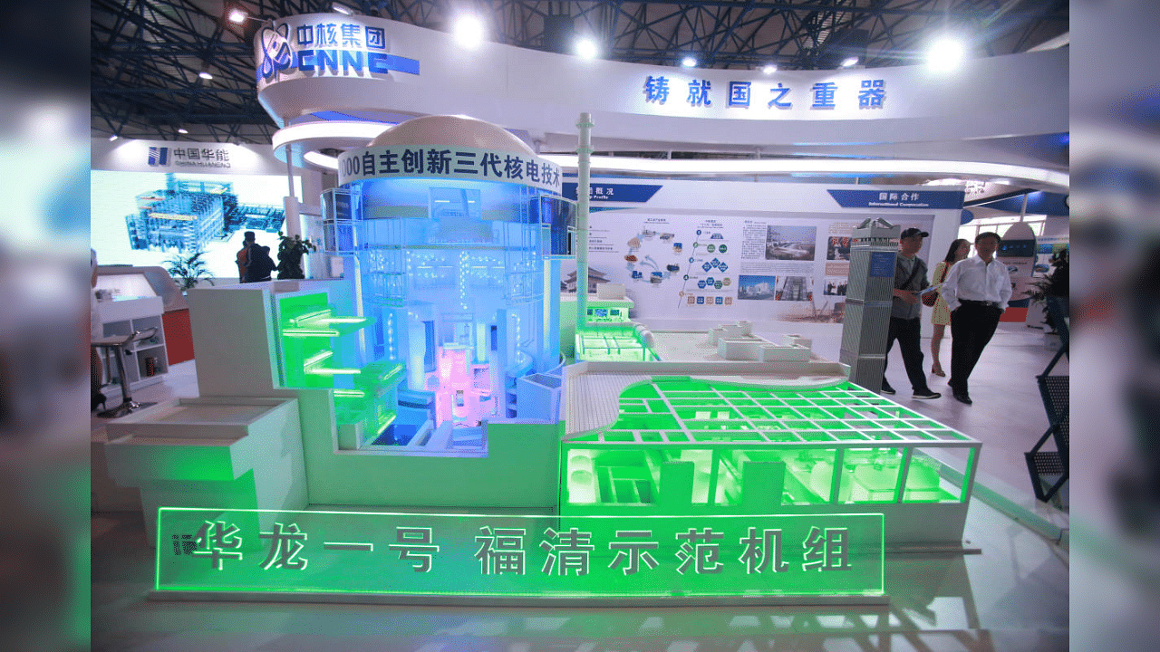A model of the nuclear reactor "Hualong One" is pictured at the booth of the China National Nuclear Corporation (CNNC) at an expo in Beijing, China April 29, 2017. Credit: Reuters Photo