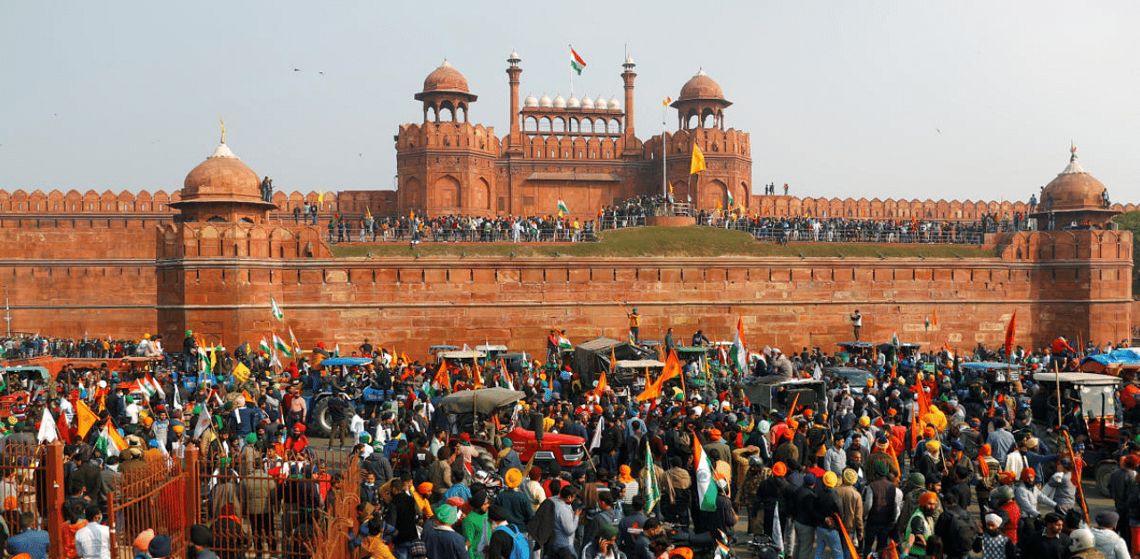 Farmers stormed the Red Fort on Republic Day. Credit: Reuters Photo