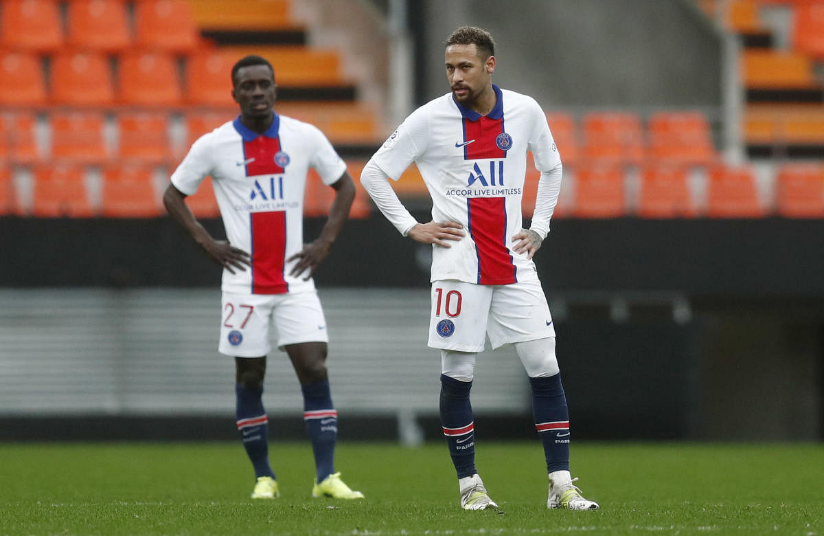 Paris St Germain's Neymar looks dejected. Credit: Reuters. 