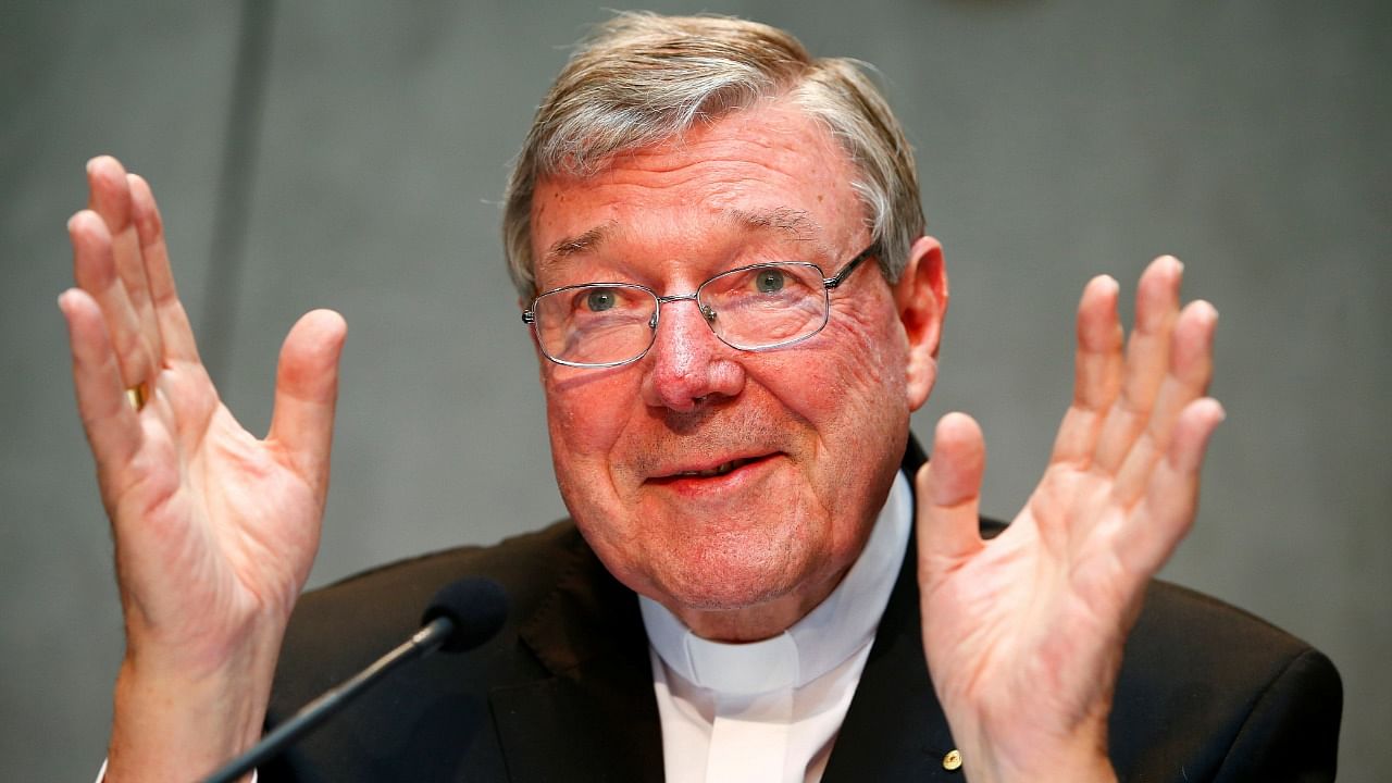 Cardinal George Pell gestures as he talks during a news conference for the presentation of new president of Vatican Bank IOR, at the Vatican July 9, 2014. Credit: Reuters File Photo