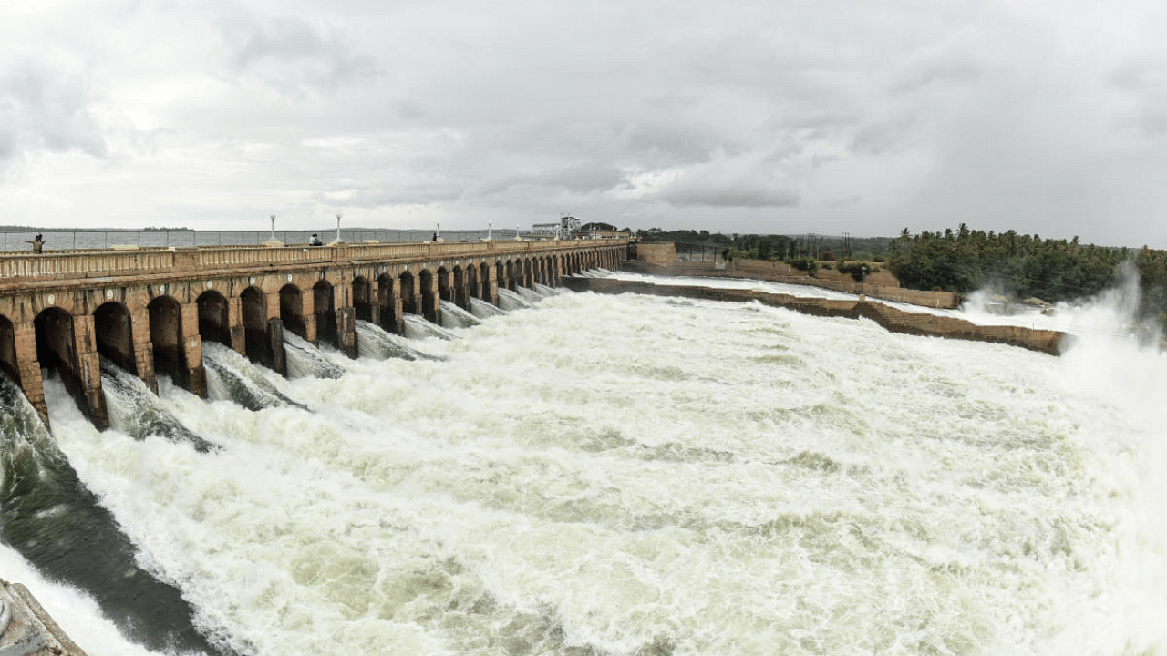 Krishnaraja Sagar dam in Srirangapatna taluk. Credit: DH Photo