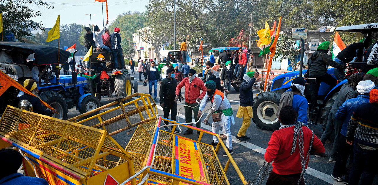 Farmers' tractor rally on Republic Day turned violent. Credit: AFP Photo