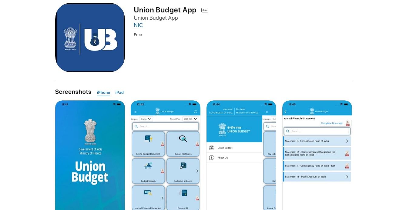 Union Budget Mobile app. Credit: Apple App Store (screen-grab)