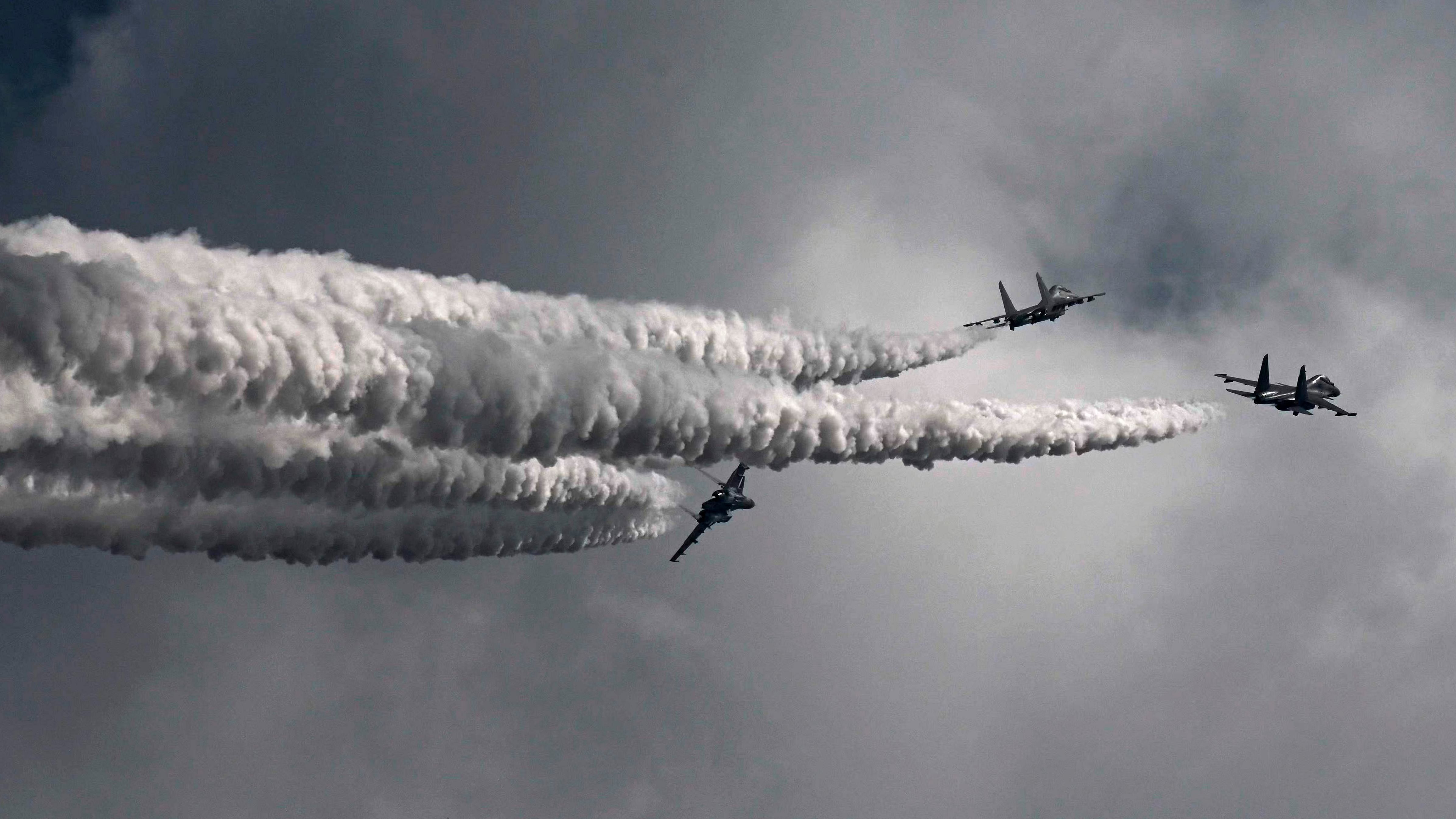 Indian Air Force's fighter jets perform during the first day of the Aero India 2021 Airshow at the Yelahanka Air Force Station. Credit: AFP