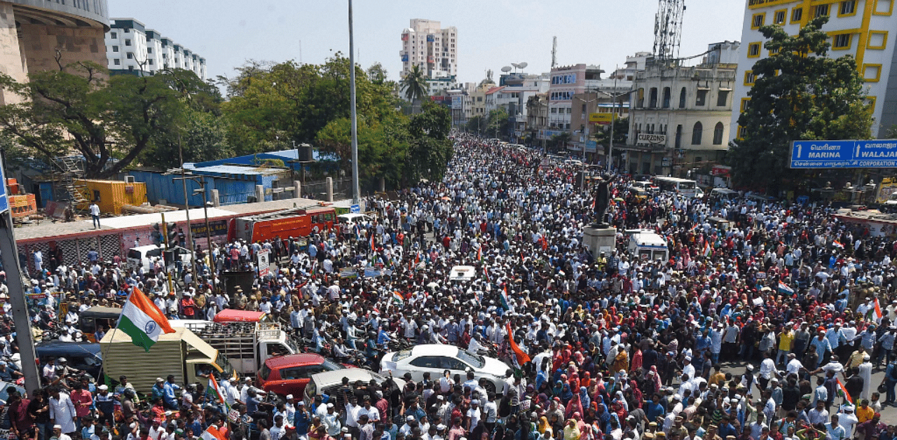 An anti-CAA rally in Chennai. Credit: PTI Photo