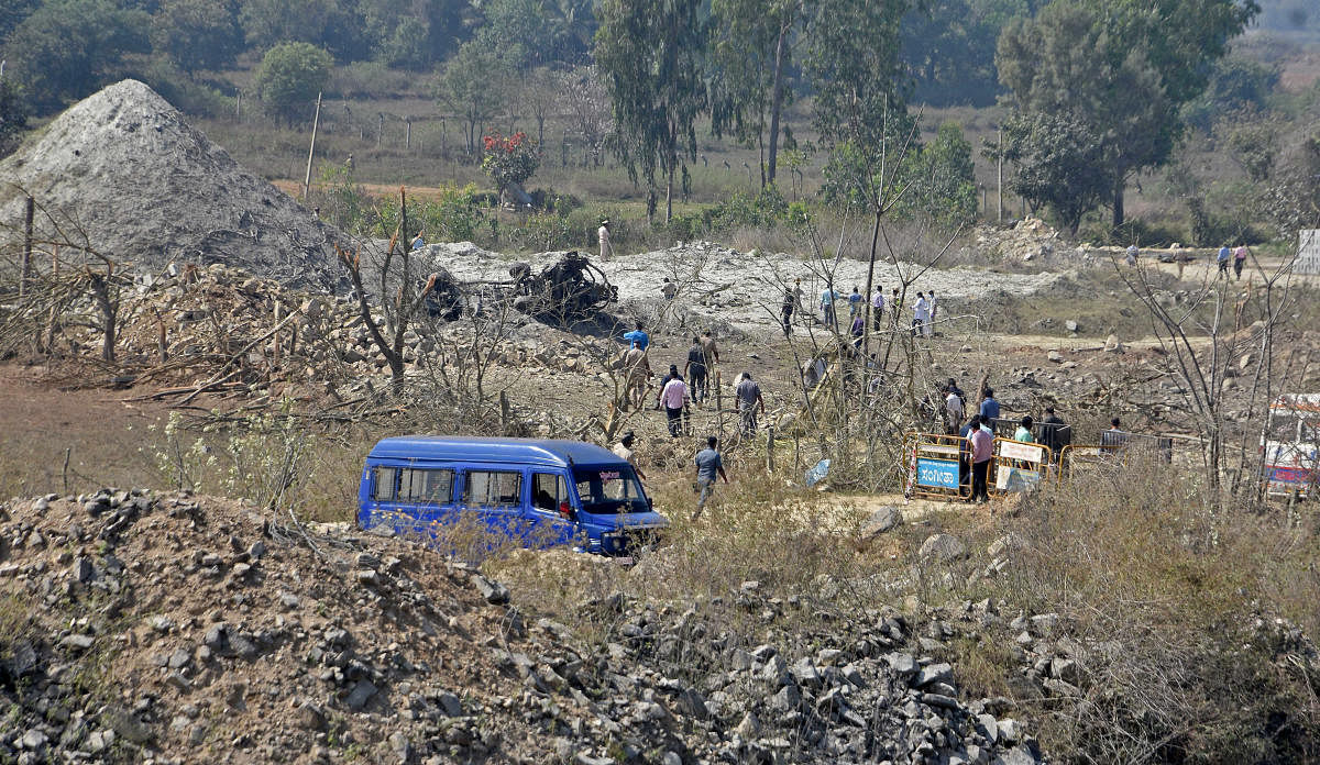 Site of the accident that claimed five lives near Shivamogga on January 22. The incident has raised fresh concerns over illegal mining across the state.