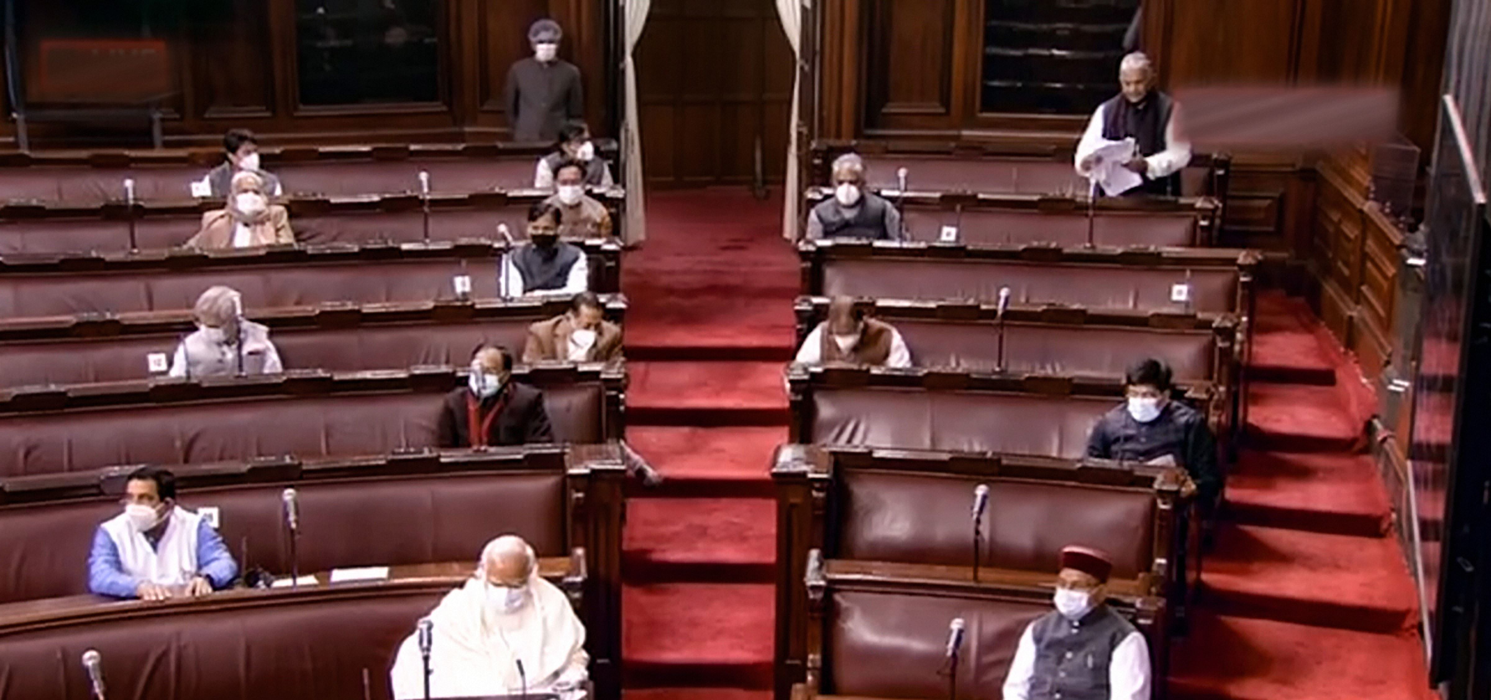 Prime Minister Narendra Modi at Rajya Sabha during the ongoing Budget Session of Parliament, in New Delhi, Wednesday, Feb. 03, 2021. Credit: RSTV Screengrab