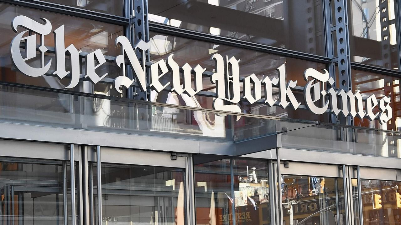 The New York Times logo seen on the New York Times building in New York. Credit: AFP File Photo