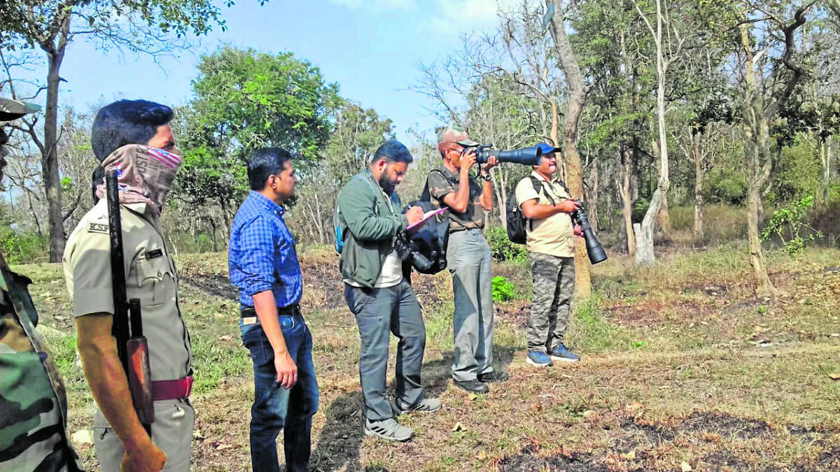 Participants of the bird census at Bandipur National Park limits, Gundlupet taluk, Chamarajanagar district.