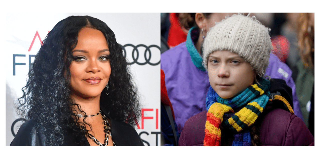 Rihanna (L); Greta Thunberg (R). Credits: AFP, Reuters Photos