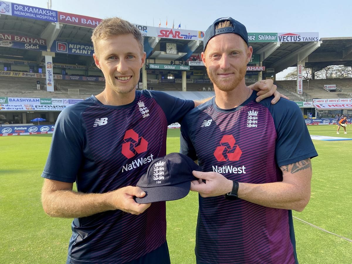 England Men's Test Captain Joe Root with Ben Stokes ahead of the test series against India, in Chennai, Friday, Feb. 5, 2021. Credit: PTI Photo