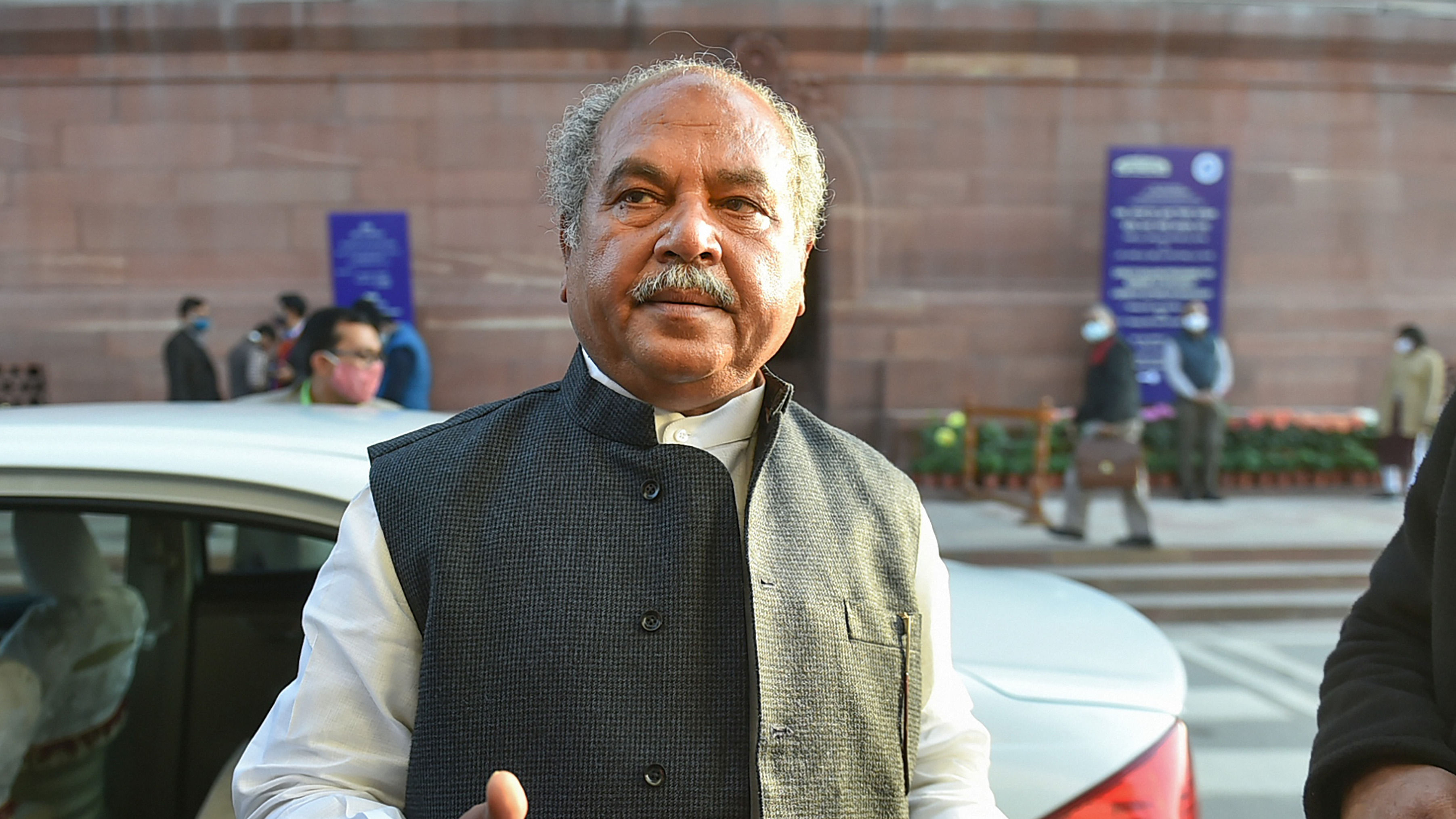 Agriculture Minister Narendra Singh Tomar, who rued "nobody is ready to tell what is wrong in these" (koi batane ko taiyar nahin isme kaala kya hai) when the agri laws were being called black laws, went hammer and tongs against the Opposition in the Upper House. Credit: PTI Photo
