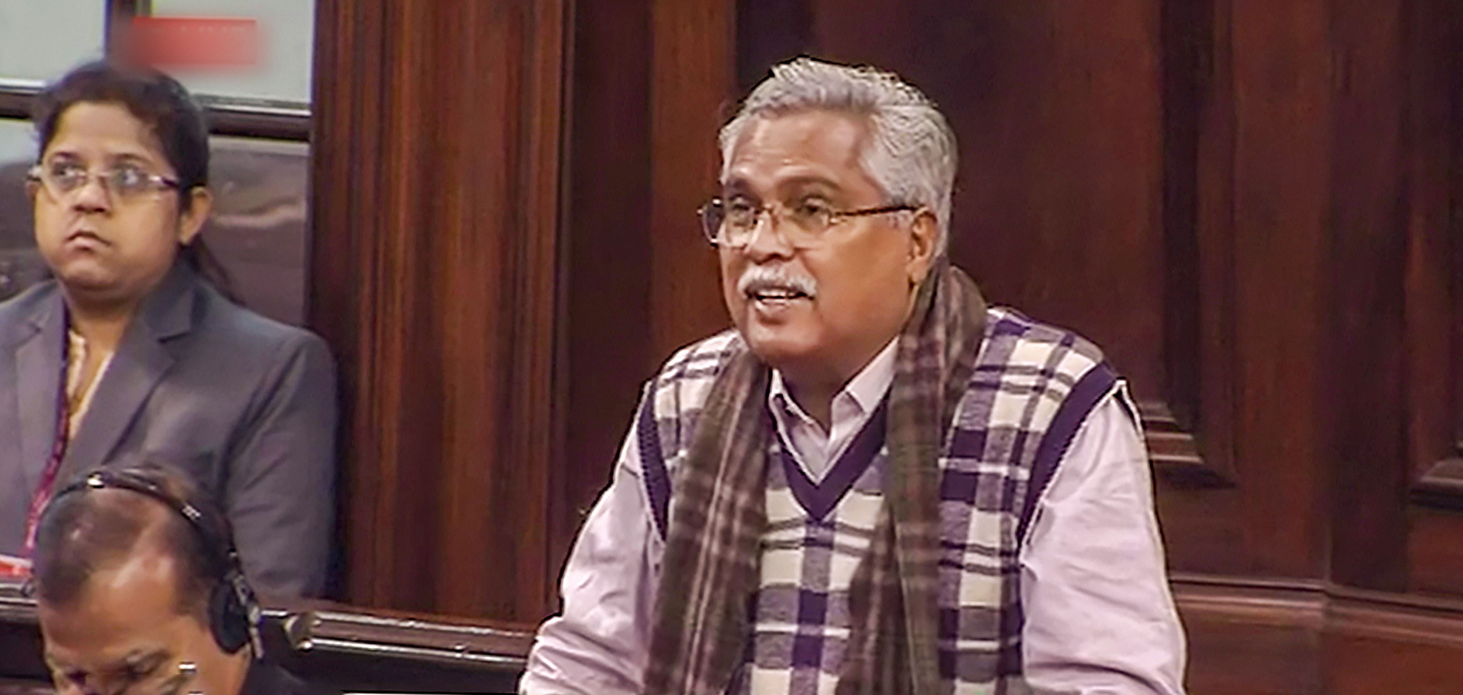 Communist Party of India (CPI) leader Binoy Viswam speaks in the Rajya Sabha during the Budget Session of Parliament, in New Delhi, Tuesday, Feb. 4, 2020. Credit: Video Screengrab/RSTV