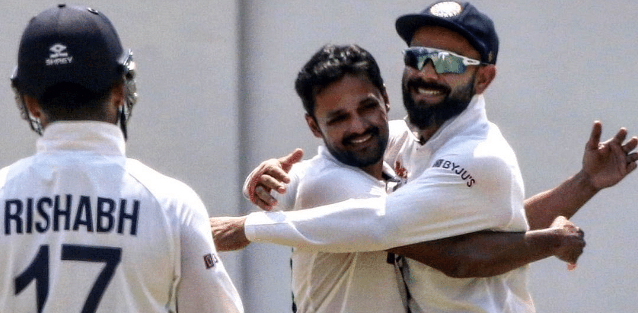 Nadeem baggeed two key wickets on Day 2 of first test against England. Credit: Twitter/@SunRisers