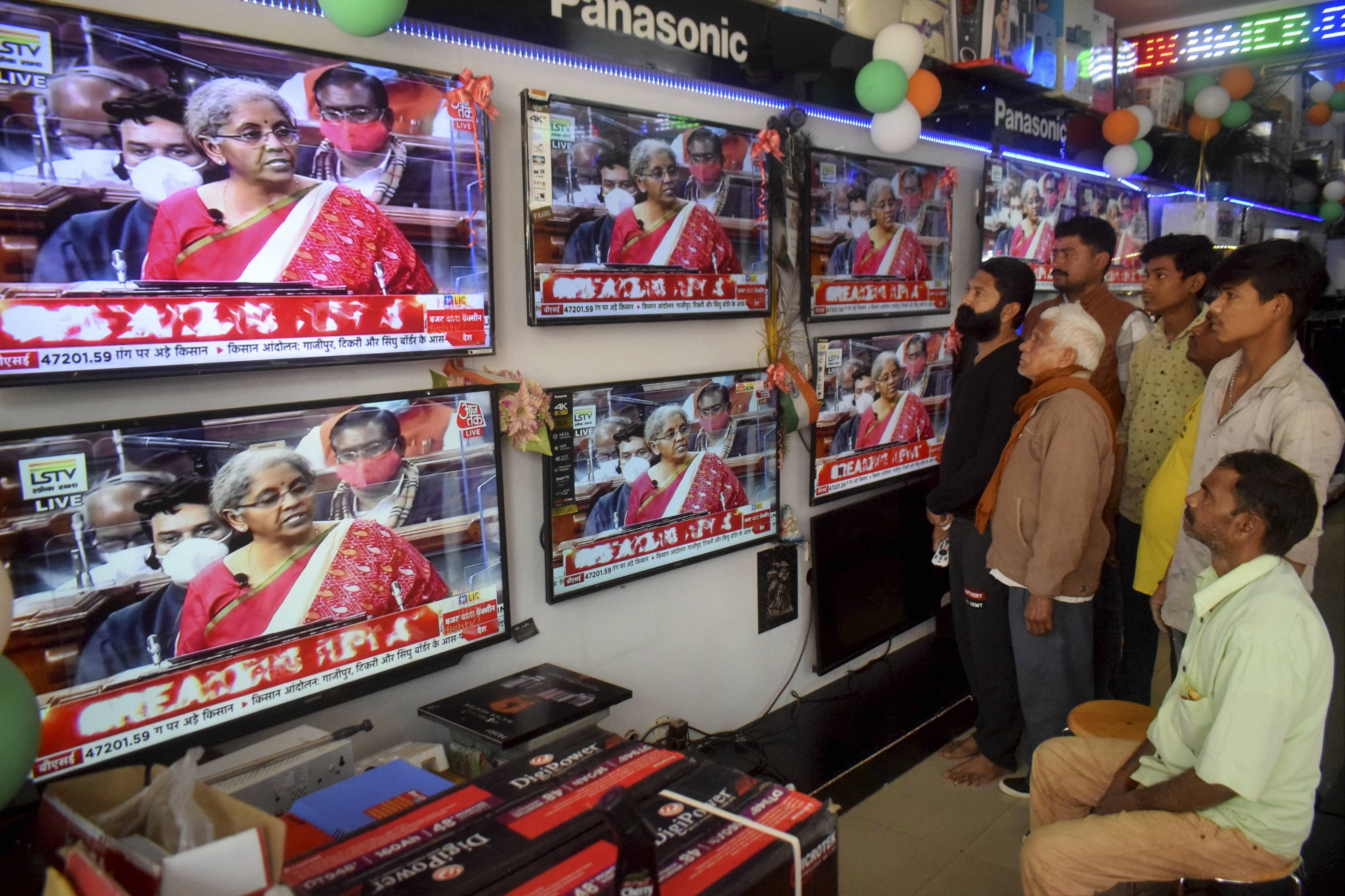 Benchmark indices marked gains for the third day in a row after Finance Minister Nirmala Sitharaman presented the Union Budget 2021-22. Credit: PTI