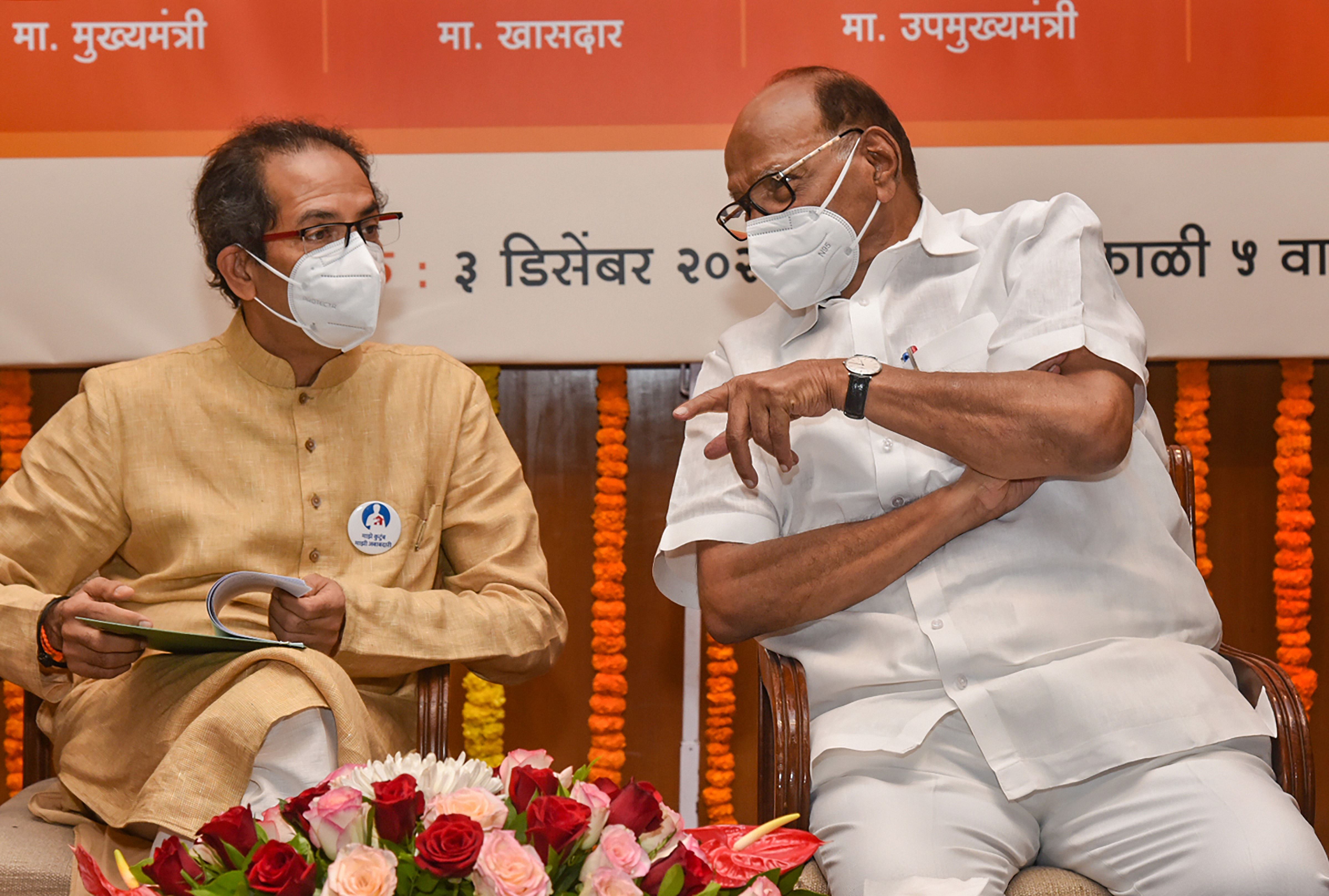 NCP president Sharad Pawar and Maharashtra Chief Minister Uddhav Thackeray. Credit: PTI File Photo