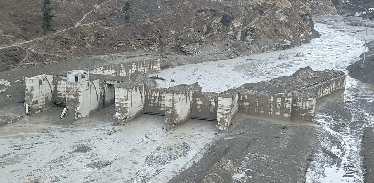 Glacier burst: Dhauliganga hydropower project damaged. Credit: PTI Photo
