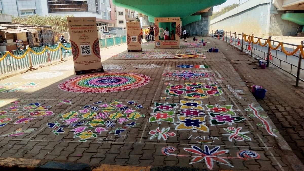 The Palike organised a rangoli festival on Saturday. Credit: DH Photo