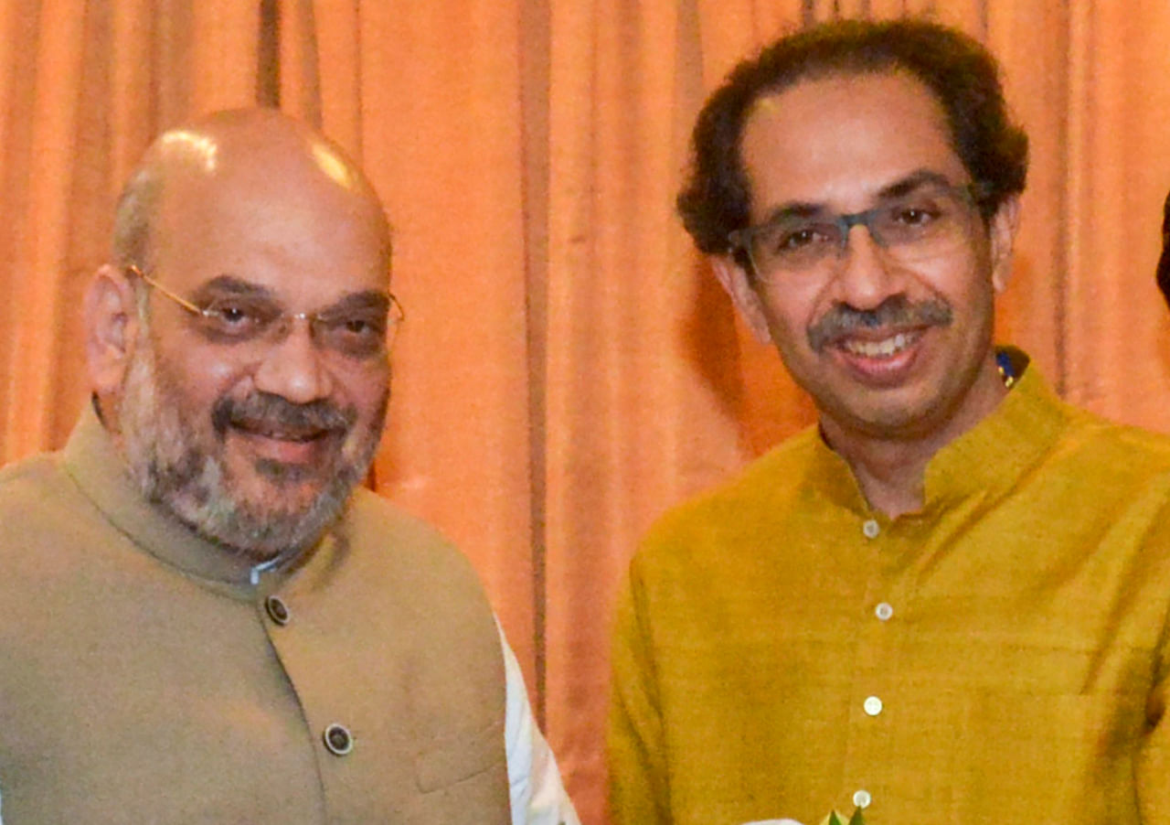 BJP President Amit Shah and Shiv Sena President Uddhav Thackeray. Credit: PTI File Photo