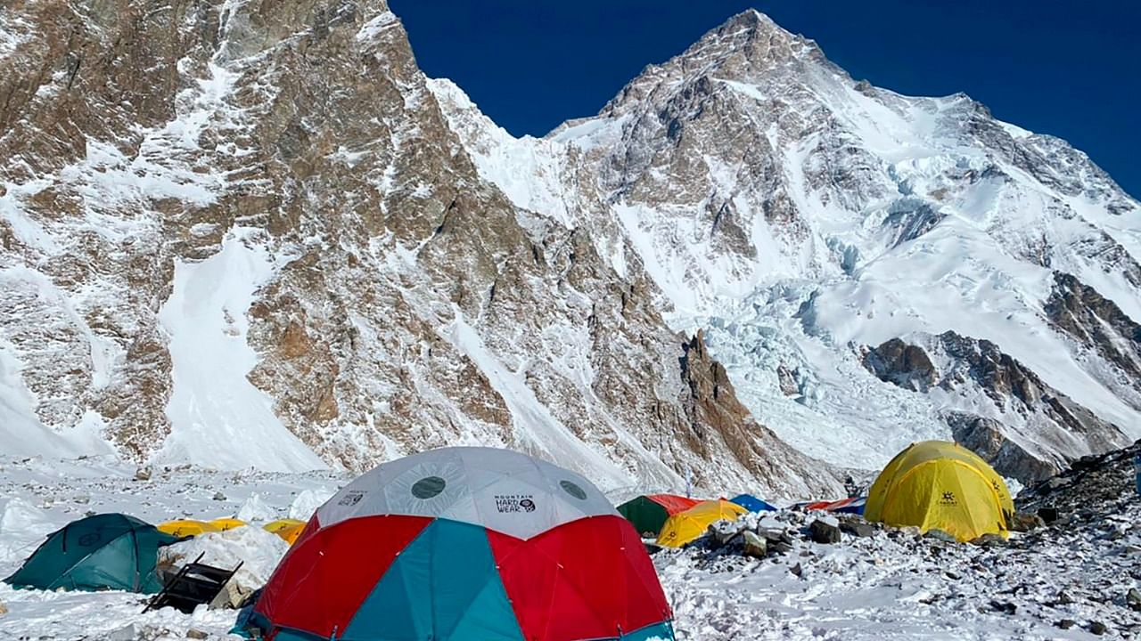 This handout photo taken on January 16, 2021 and released by Seven Summit Treks, shows a general view of the base camp of Mt K2, which is the second highest mountain in the world, in the Gilgit-Baltistan region of northern Pakistan. Credit: AFP Photo