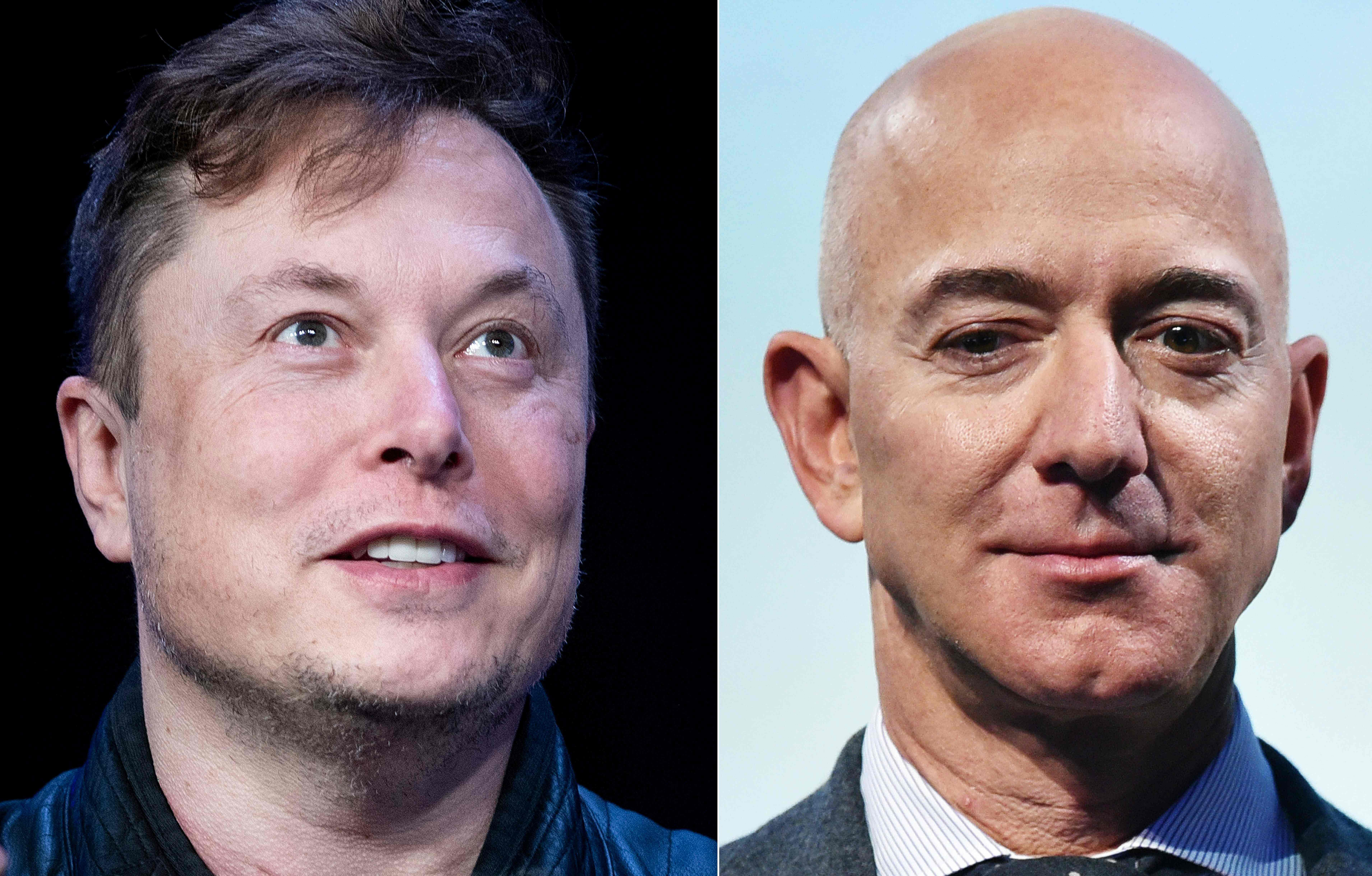 SpaceX CEO Elon Musk and Amazon.com Inc billionaire founder Jeff Bezos. Credit: AFP Photo