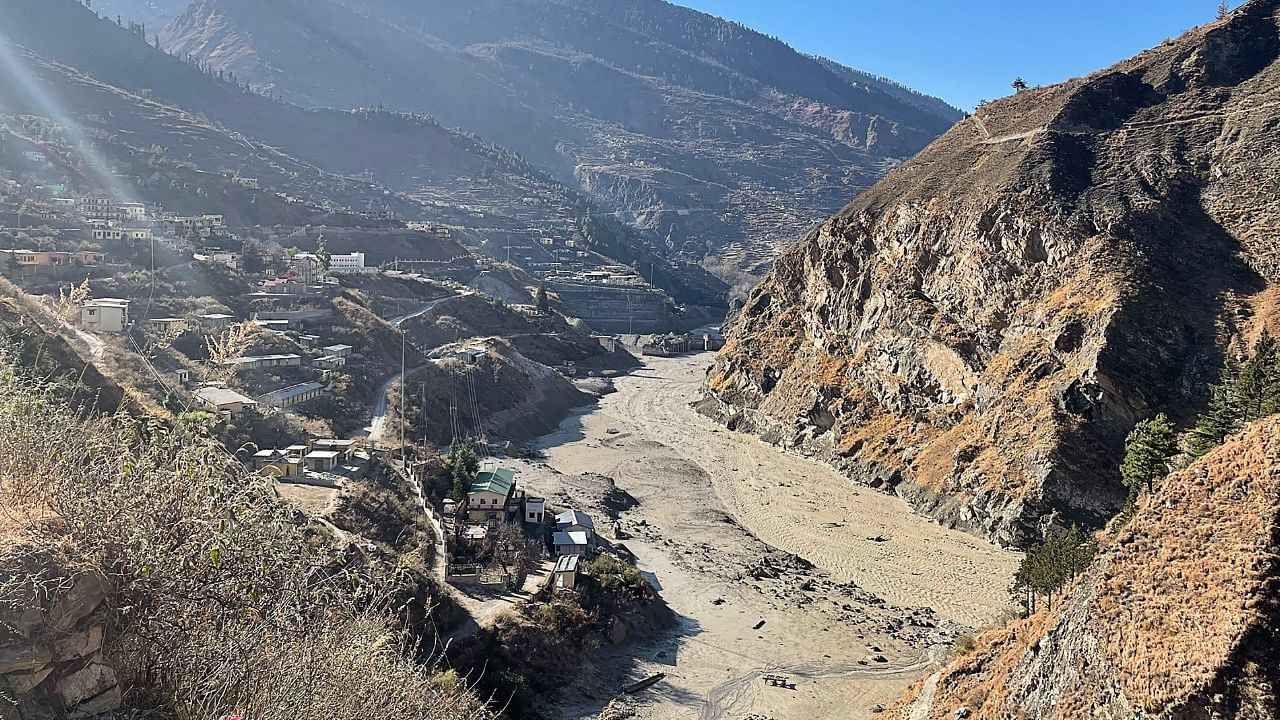 This general view shows state-run NTPC hydropower project site damaged after a broken glacier caused a major river surge that swept away bridges and roads, near Joshimath in Chamoli district of Uttarakhand. Credit: AFP Photo.