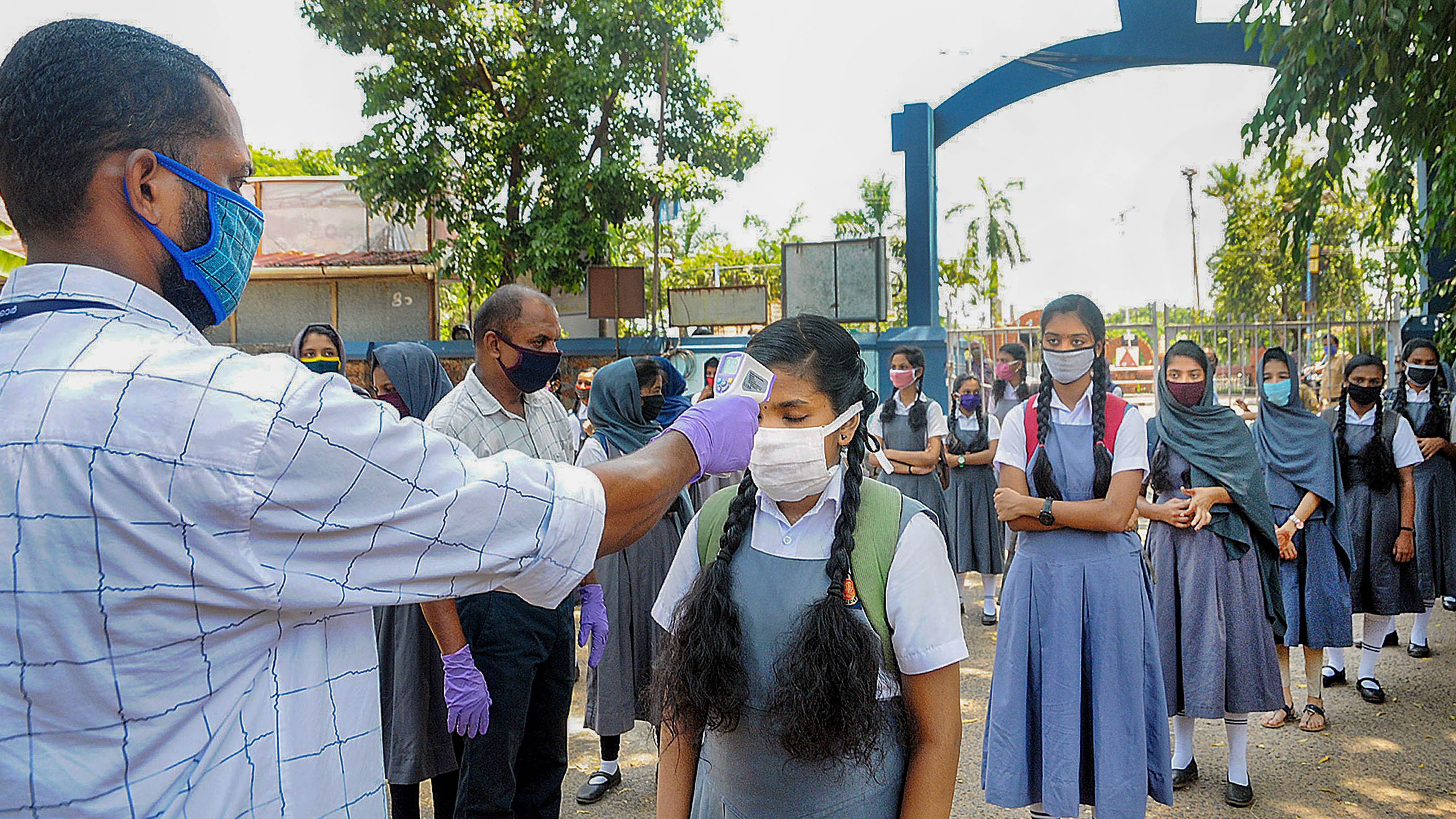 Students of nearby schools are also being subjected to Covid-19 tests after the mass spread was reported in two schools. Credit: PTI Photo/ Representative
