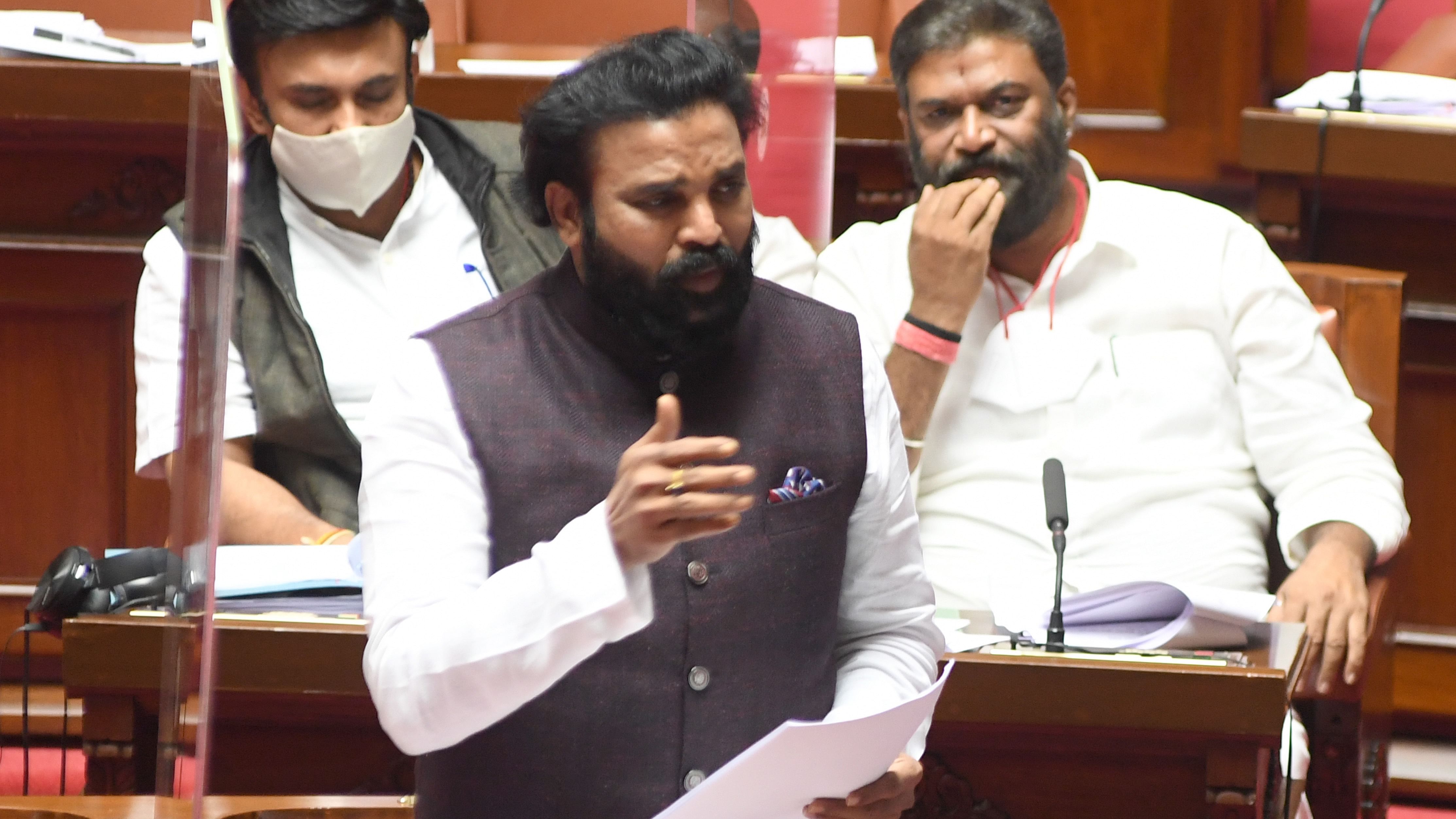 Sriramulu, Social Welfare Minister answering question at the first day of Legislative Council session in Vidhana Soudha, Bengaluru. Credit: DH File Photo/ S K Dinesh