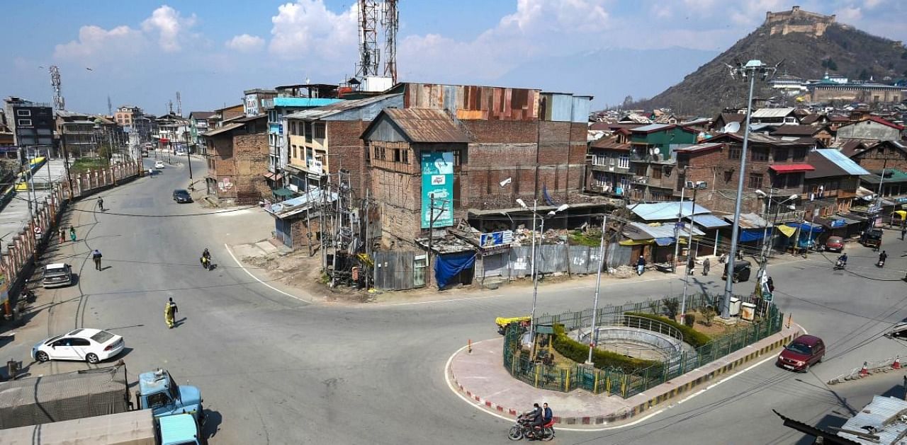 While shops, public transport, and other business establishments remained closed in the old city of Srinagar, private transport was seen plying almost normally. Credit: PTI Photo