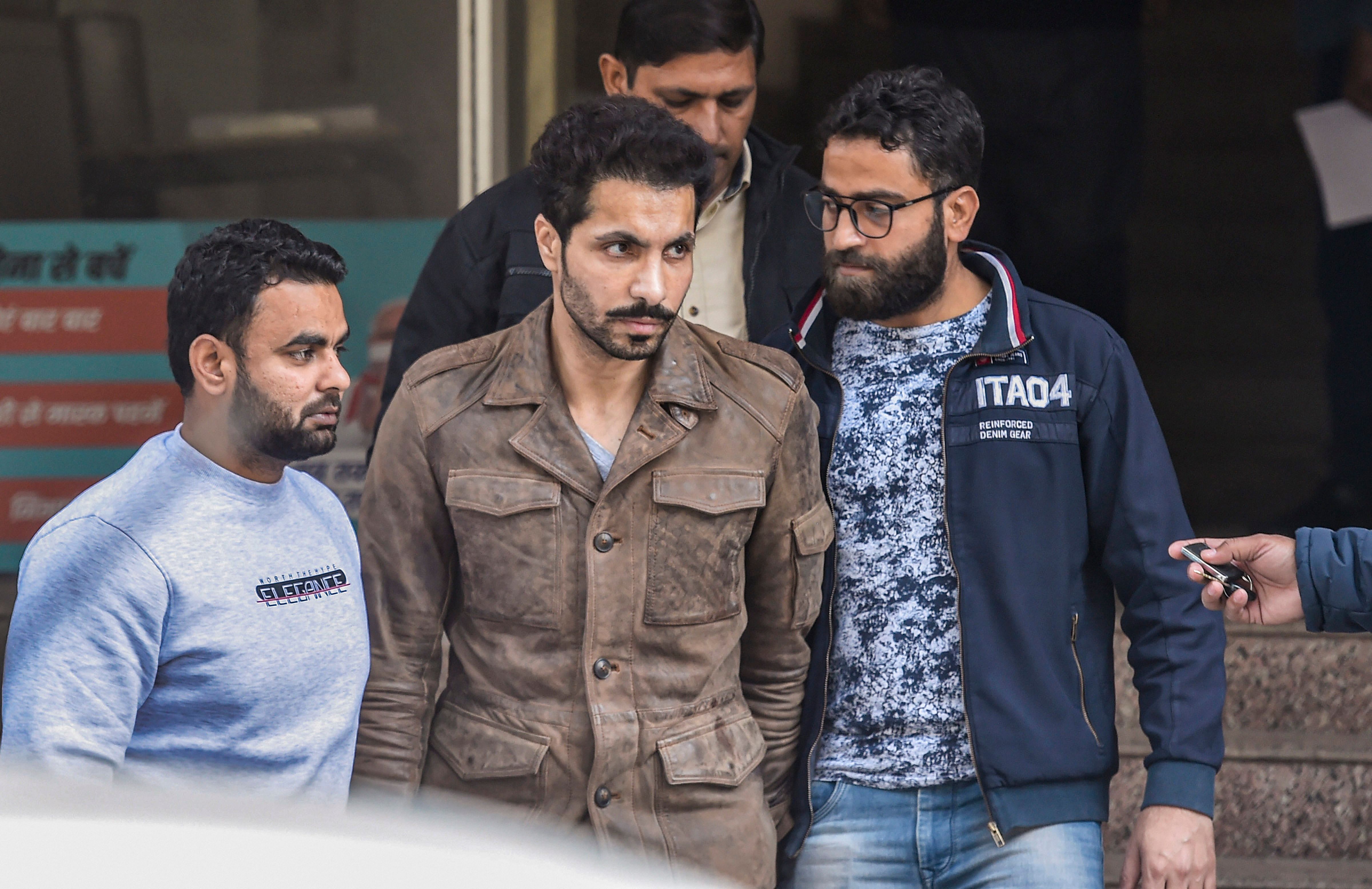 Actor Deep Sidhu, accused in the violence on Republic Day during a farmers' tractor rally, arrested by Delhi Police special cell in New Delhi, Tuesday, Feb. 9, 2021. Credit: PTI Photo